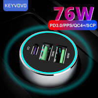 76W PPS PD QC 3 USB โลหะ Quick Car Charger สำหรับ 12 Xiaomi Samsung P40 5A SuperCharge SFCP OnePlus Dash AFC QC3.0