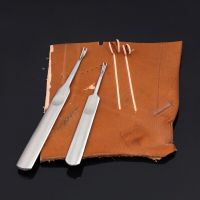 2PCS Stainless Steel Leather Trimming Tools Edge Trencher Practical DIY Leathercraft Tool U V Shape Leather Craft Skiving Tools