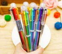 3PCS Multi 6 Color In One Set Red Blue Black Ball Point Ballpoint Pen For Writing School Office Supplies Stationery Kids Pens