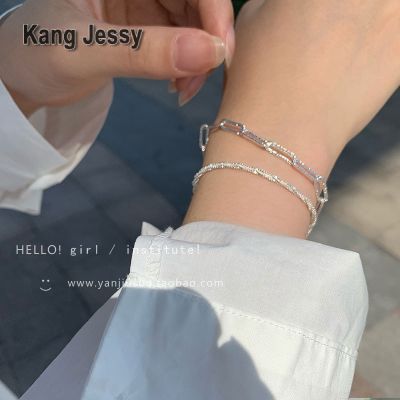 Kang Jessy สร้อยข้อมือผู้หญิงประกาย ins สไตล์การออกแบบเฉพาะแฟนสาวหรูหราเบาๆเครื่องประดับมืออารมณ์ที่สวยงามและเรียบง่าย