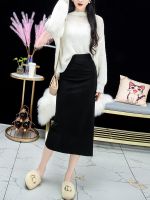 ‘；’ Skinny Skirt Long Skirt Luxury Knit Elastic Band High Waist Midi Pencil Bodycon Women Long Skirts Jupe Femme Faldas