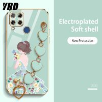 YBD เคสโทรศัพท์กำไลข้อมือรัก สำหรับ OPPO Realme C15 C21 C21Y C25Y C12 C25 C25S Realme Narzo 20 30A 50A ลายดอกไม้น่ารักลายสาวๆสุดหรูล่าสุดปลอกซิลิโคนนิ่มบูติก