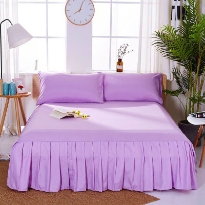 1pc Sanding Bedspread Solid Color Fitted Sheet Cover Soft Non-Slip King Queen Bed Skirt Protector Bed Mat Cover 1.2m1.5m1.8m