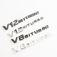 3D Chrome Black V8 V12 BITURBO Side Fender Emblem Badge Sticker For Mercedes Benz AMG Logo E63 CL63 CLS63 G63 ML63 S63 SL63