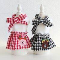 Pet Princess Dress Spring Summer Fashion Cat Plaid Skirt Small Dog Sweet Cartoon Vest Puppy Shirt Chihuahua Pomeranian Poodle Dresses