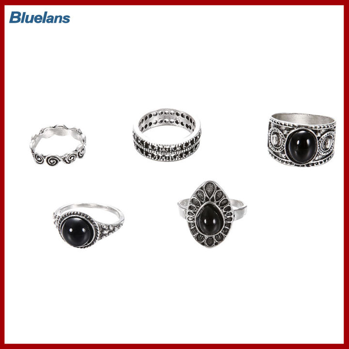 Bluelans®5ชิ้นวินเทจฉลุเหนือข้อผู้หญิงจัดเรียง Midi ชุดแหวนของขวัญผับ