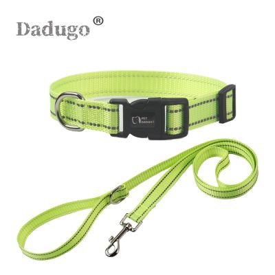 [HOT!] Adjustable Nylon Dog Collars Pet Leashes Reflective Quick Disassembly Freely Outdoor Traction Soft Comfortable Durable
