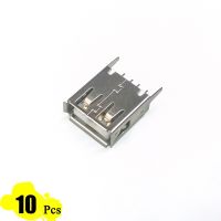 【No-profit】 Buysob 10ชิ้น/ล็อต USB 2.0ประเภท A หญิง4ขาปลั๊กชาร์จมุมขวา180 Crimping Charge Plug Socket Jack Connector ลวด Adapeter