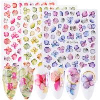 【LZ】 3pcs Purple Flowers Petal Nail Stickers Decals Manicure 3D Adhesive Sliders Tattoo Japanese Charms Nail Art Decorations