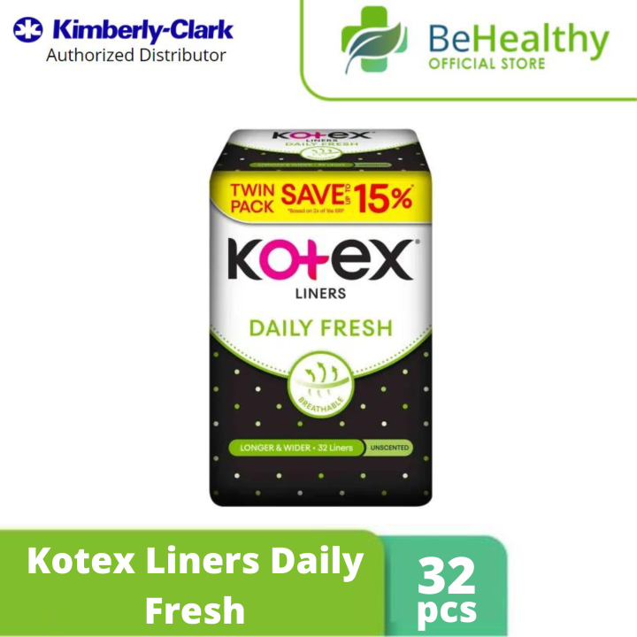 Kotex Liners Daily Fresh Longer & Wider (32 Liners) Lazada PH