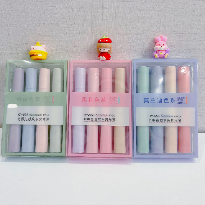 4pcs-pastel-highlighter-ปากกา-marker-ชุดความงามเครื่องเขียน-highlighters-kawaii-ปากกาสีเครื่องหมาย-kawaiii-อุปกรณ์น่ารักเด็ก-yrrey