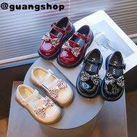 guangshop เสือดาวกุทัณฑ์สาวหนังรองเท้าแบนน่ารักนุ่มแต่เพียงผู้เดียวลื่นเด็กรองเท้า2-16ปี T22N08CC-131