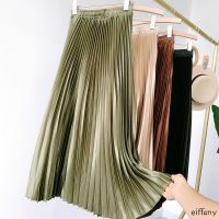 ❀ satin pleated skirt high waist a line retro long skirt labuh kembang women skirt kembang labuh vintage skirt woman maxi skirts high waist skirt muslimah skirts plain skirt