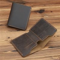 1056 Cow Leather Men Wallets with Coin Pocket Vintage Male Purse Function Brown Leather Men Wallet with Card Holders