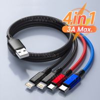 4in1 3A USB Cable for iPhone 14 13 12 11 Pro Max 3 in 1 2 in 1 Charging Cable Micro USB Type C Cable for Huawei Samsung Xiaomi