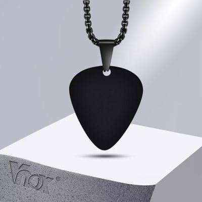 ✲◘ Vnox New Unique Guitar Pick Necklace for Men Boys Stainless Steel Guitar Picks Pendant Collar to Music-lovers Gifts Jewelry