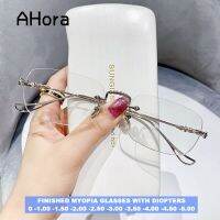 Rimless Ultralight Finished Optical Myopia Glasses Frame Square Neasighted Eyewear With Diopters 0 -1.0 -1.5 -2.0 -2.5 to -5.0