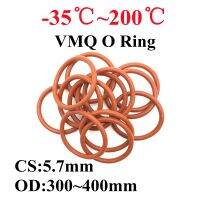 【CW】 5pcs VMQ O Ring Seal Gasket Thickness CS 5.7mm OD 300 400mm Silicone Rubber Insulated Waterproof Washer Round Shape Nontoxic Red