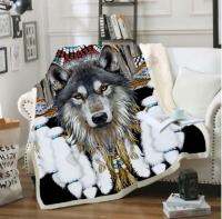 Beautiful wolf 3D print Sherpa blanket / warm sofa sofa velvet low blanket