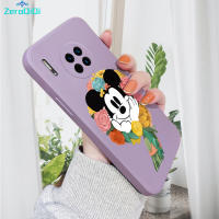 ZeroQiQi เคสโทรศัพท์สำหรับ Huawei Mate 30 Mate 30 Pro เคสมิกกี้เมาส์ลายการ์ตูนเคสโทรศัพท์ของเหลวทรงสี่เหลี่ยมดั้งเดิมปลอกซิลิโคนเคสป้องกันทนแรงกระแทกกล้องคลุมทั้งหมด