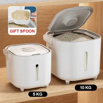 Kitchen Flour Storage Box Large Iron Household Rice Barrel Insect Proof  Moisture Proof Grain Snack Hs