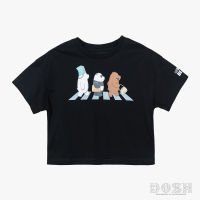 DOSH GIRLS CROPPED TOPS WE BARE BEARS เสื้อยืดครอปคอกลม แขนสั้น เด็กผู้หญิง 9FBBGT1005-BL