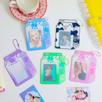【CW】Creative Milk Bottle Photocard holder With Keychain Kpop Protector Card Holder Photo Sleeves Student Stationary