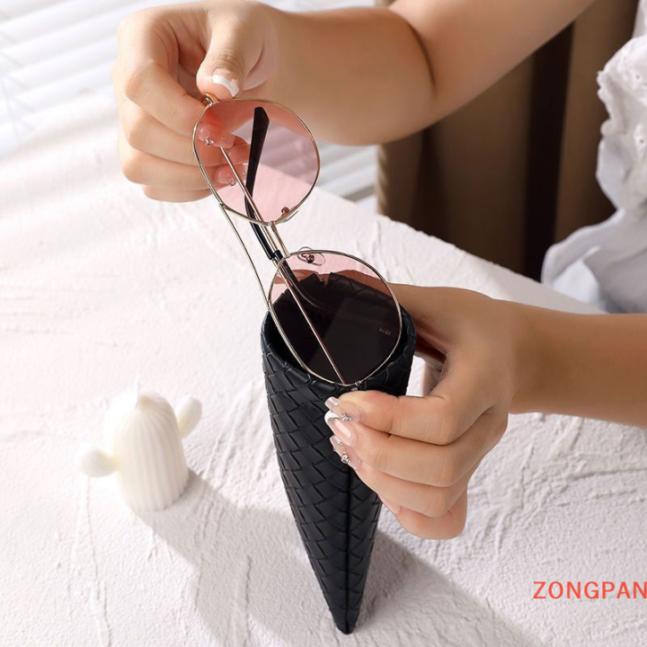 zongpan-1ชิ้นกระเป๋าทอแว่นตากล่องแว่นตากันแดดแบบพกพากันน้ำแว่นตาหนัง-pu-ถุงเก็บของฝาครอบป้องกัน