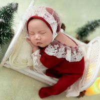 、‘】【= 2Pcs Infants Photo Ing Xmas Costume Baby Infants Hat Romper Jumpsuit Set Christmas Theme Newborn Photography Props