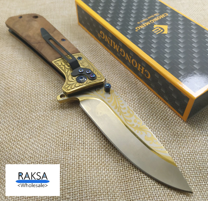 raksa-wholesale-chongming-knife-รุ่นcm71-มีดพับ-มีดพกพา-มีดเดินป่า-มีดสวยงาม-ลวดลายเอกลักษณ์สวยงามน่าสะสม-ยาว-8-3-นิ้ว-cm001-nc