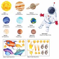 ZZOOI Cartoon Universe Glow in The Dark Wall Stickers Stars Planet Solar System Space Astronaut Rocket Luminous Ceiling Decals for