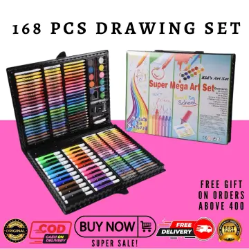 1set/168pcs Drawing Gift Box Set For Art Students, Including Watercolor  Pens, Wax Crayons And Pencils