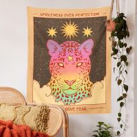 vintage tarot Tapestry Wall Hanging Tiger Leo Sun Moon star Wall Art Tapestries Psychedelic Moon Phase Wall Hanging Fit for Room
