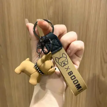 Punk Cute Pokemon Bulldog Keyring Pet Dog Keychain Women Men Car Bag Charm  Trinket Couples Car Key Ring Key Chain Jewelry Gift