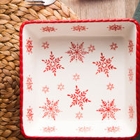 Western-style Christmas Festive Creative Ceramic Household Fruit Salad Bowl Large Heat-baked Rice Dish Baking Christmas Gifts