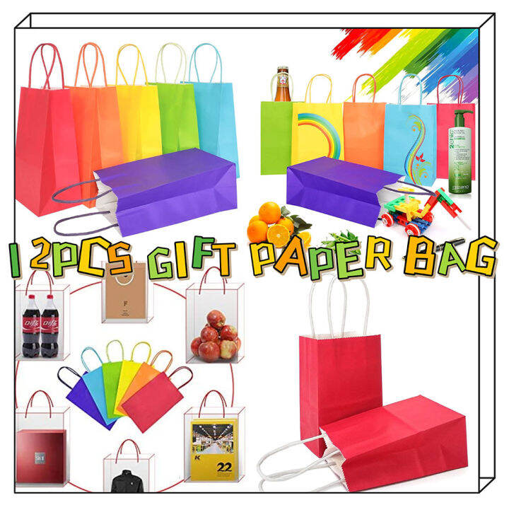 Party things 12pcs plain paper bag recycle paper bag gift give away