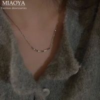 MIAOYA สร้อยคอโลหะคำเดียวสไตล์เกาหลีแฟชั่นสีเงินสีทองผู้หญิงของขวัญวันเกิดของนักเรียน