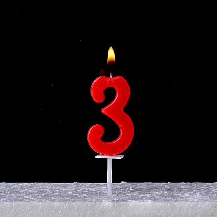 เทียนวันเกิดวันเกิดสำหรับเด็กสีแดงจำนวน1-2-3-4-5-6-7-8-9-0สำหรับเค้กปาร์ตี้เทียนทรงเค้กตกแต่ง