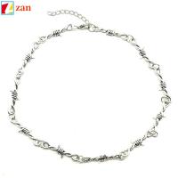 ZAN ใหม่ ฮิปฮอป โลหะผสม สร้อยคอ Choker โซ่หนามเล็ก เหล็กลวดขนาดเล็ก สร้อยคอ Choker Unisex สร้อยข้อมือลวดหนาม