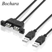 Bochara Dual USB 2.0 Male to Dual USB 2.0 Female USB 2.0 Extension Cable with Screw Panel Mount Male to Female 30cm 50cm