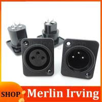 Merlin Irving Shop 3Pin XLR male female power connector Straight socket Panel Mounted Chassis Square Shape MIC microphone audio cable connecting