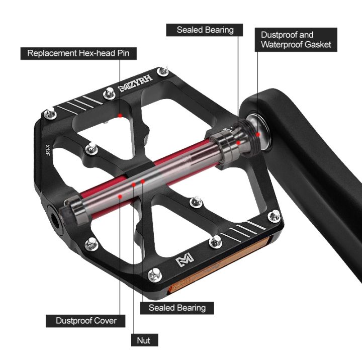 hyfvbujh-reflective-pedal-3-bearings-non-slip-mtb-pedals-aluminum-flat-applicable