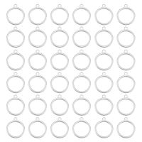 60Pcs Ring Circle Shape Pendant Stainless Steel Open Bezel Frame Charms Hollow Round Pendants for DIY Bracelet Necklac Jewellery Making and DIY Craft Hole: 1.4mm