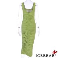 ✸ღ✸Dress Long Folds Sleeveless Solid Color Slim Fit y Backless Evening Dress