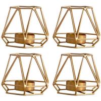 16 Pcs Metal Geometric Design Tea Light Votive Candle Holders, Hollow Tealight Candle Holders