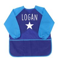 Personalized Kids Art Smocks Children Waterproof Artist Painting Aprons with Long Sleeve and 3 Pockets Customized Kids Apron Aprons