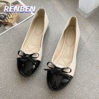 RENBEN ใหม่สแควร์ Toe Slip On แฟชั่นปากตื้น Bow Knot รองเท้าผู้หญิงอินเทรนด์ V725