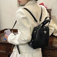 [กระเป๋าแฟชั่นร้อน688] Xiuya-Bolso De Mano De Estilo Universal Y2k Para Mujer Bandolera Negra Con Hebilla De Cierre De Corazón Mochila Fresca Avanzada De Pu