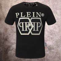 เสื้อยืดแขนสั้น Philipp Plein สำหรับผู้ชาย,เสื้อจับจีบพิมพ์ลายตัวอักษรพลอยเทียมทันสมัยหรูหรา2023ยุโรปและอเมริกันคุณภาพสูง