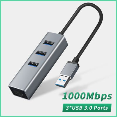 USB 3.0ฮับ Type C ถึงอะแดปเตอร์เครือข่ายอีเทอร์เน็ต1000Mbps Rj45 USB C กับ3พอร์ตตัวแยก USB3.0สำหรับคอมพิวเตอร์แล็ปท็อปอุปกรณ์เสริม Feona